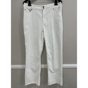 Chico's White Corduroy Pants Size 2.5 14 Women's Bootcut Cotton Stretch Mid Rise